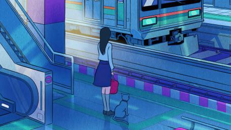 Mysterious Evening Encounter at the Station wallpaper