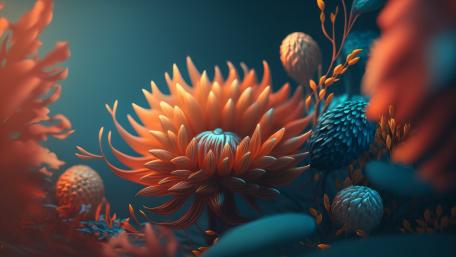 Teal Bloom in Abstract Essence wallpaper