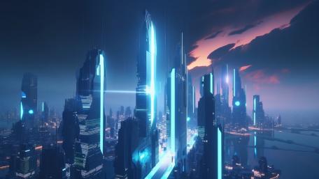 Futuristic Metropolis at Twilight wallpaper