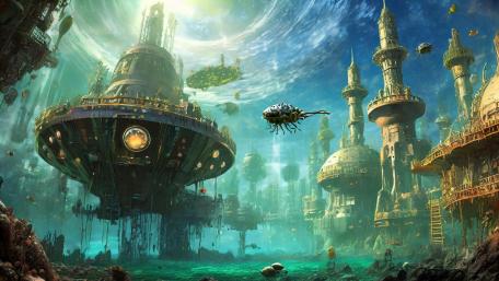 Mystic Depths of Aquatic Metropolis wallpaper
