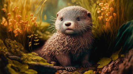 Enchanted Forest Otter Haven wallpaper