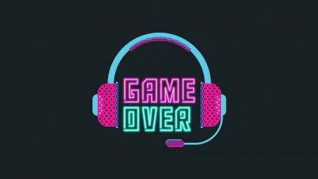 Neon Game Over Headset Design wallpaper