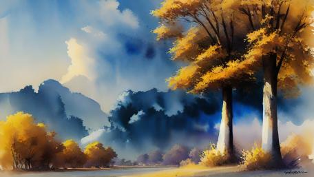 Autumn Hues in Watercolor Elegance wallpaper