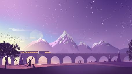 Mystical Twilight Train Journey wallpaper