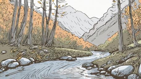 Tranquil Wilderness Sketch wallpaper