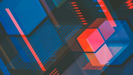 Geometric Abstraction in Blue and Red wallpaper