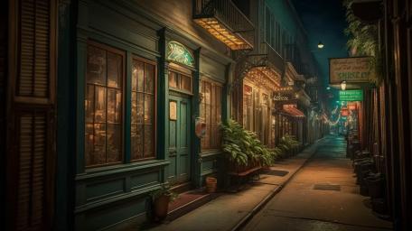 Enigmatic Alleyway at Nighttime Glow wallpaper