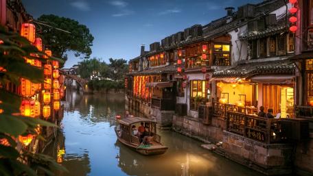 Xitang Water Town Twilight Charm wallpaper