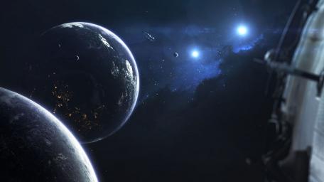 Cosmic Vista of Distant Worlds wallpaper