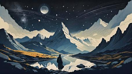 Moonlit Solitude in the Mountains wallpaper
