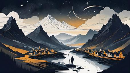 Moonlit Solitude by the Mountain River wallpaper