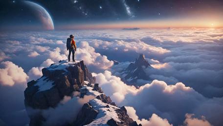 Lone Explorer at the Edge of Infinity wallpaper