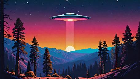 Alien Encounter in Twilight Wilderness wallpaper
