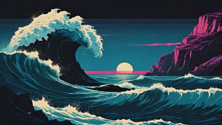 Mystical Moonlit Sea Surge wallpaper