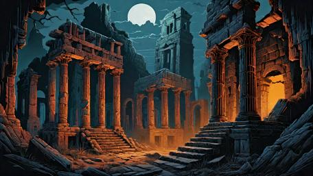 Moonlit Ancient Ruins wallpaper