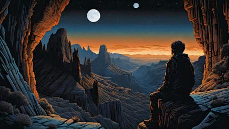 Majestic Canyon Under Moonlit Sky wallpaper