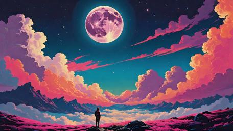 Surreal Dreamscape Under a Moonlit Sky wallpaper