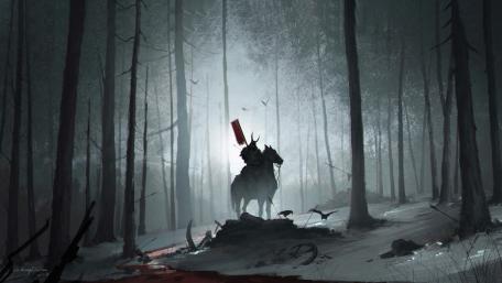 Misty Samurai Winter Vigil wallpaper