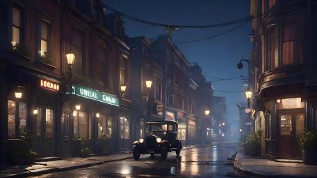 Twilight Serenity in a 1920s Town wallpaper