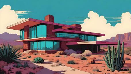 Futuristic Desert Haven wallpaper