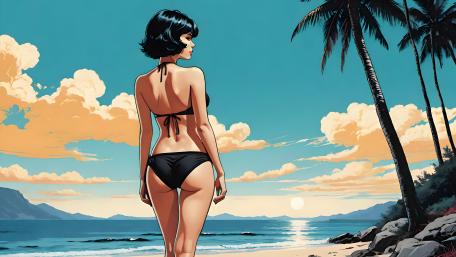 Tropical Escape in Digital Waves wallpaper