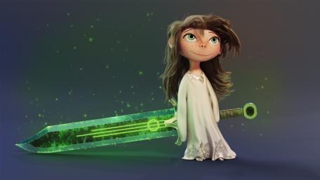 Magical Child Guardian with Enchanted Sword wallpaper