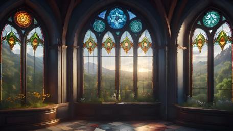 Sunrise Through Stained Glass Windows wallpaper