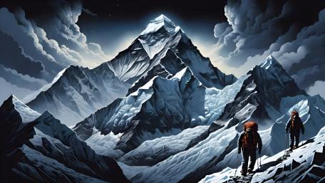 Majestic Mountain Expedition Under Starry Skies wallpaper