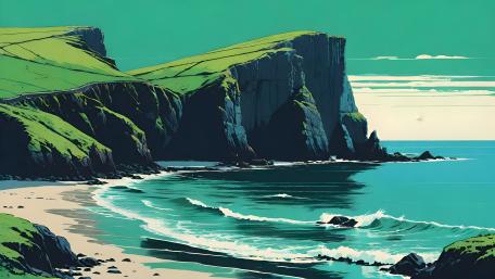 Majestic Cliffs Overlooking Turquoise Waves wallpaper