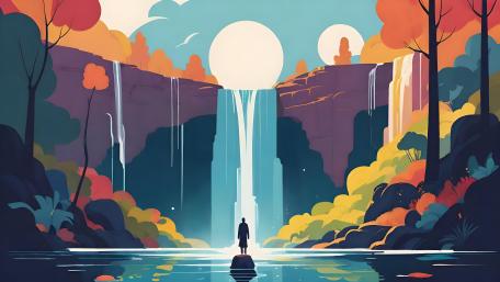 Serenity at Dusk's Cascade wallpaper