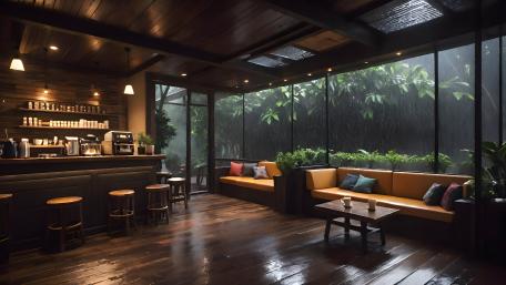 Cozy Rainy Day Cafe Hideaway wallpaper