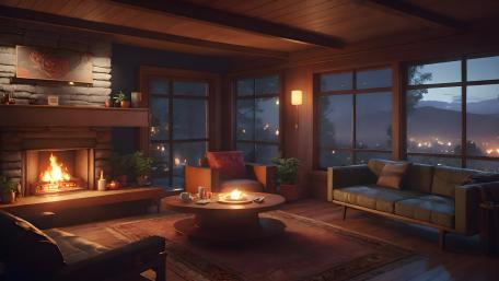 Fireside Elegance in Rustic Luxury wallpaper