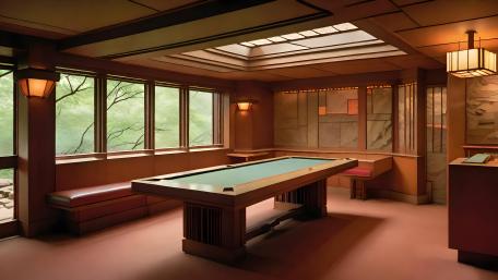 Serene Billiard Sanctuary Amid Nature wallpaper
