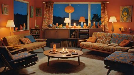 Retro Living Room Warmth wallpaper