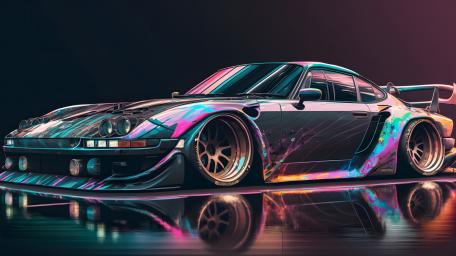 Neon Glow Sports Car Elegance wallpaper