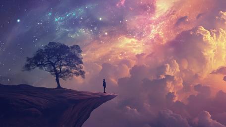 Dreamer's Edge at Cosmic Dusk wallpaper