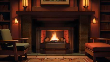 Warmth of Knowledge in a Cozy Study wallpaper