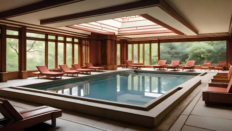 Tranquil Indoor Pool Retreat wallpaper