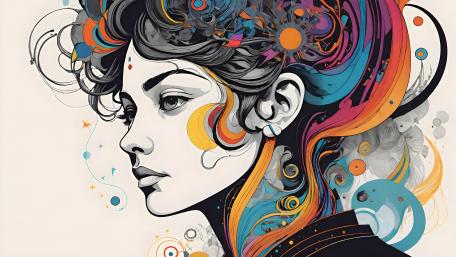 Whimsical Dreamscape of a Woman wallpaper