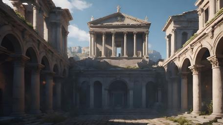 Ancient Temple Amidst Forgotten Ruins wallpaper