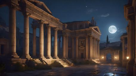 Moonlit Ruins of an Ancient Empire wallpaper
