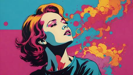 Vibrant Beauty in Pop Art Fantasy wallpaper