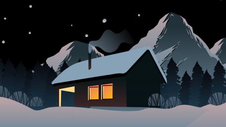 Winter Cabin Retreat Under Starry Skies wallpaper