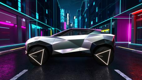 Futuristic Nissan Hyper Punk in Neon City wallpaper