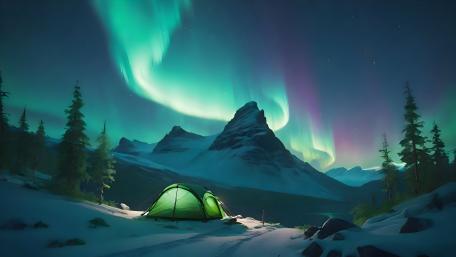 Enchanted Northern Lights Over Serene Valley wallpaper