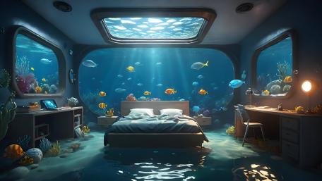 Aquatic Serenity in Modern Living wallpaper