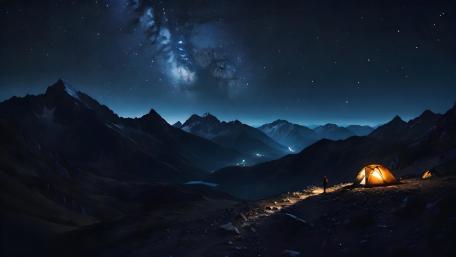 Starry Mountain Solitude wallpaper