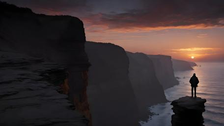 Dusk at the Cliffside Retreat wallpaper