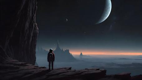 Astronaut Gazing at Distant Horizons wallpaper