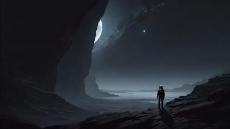 Lone Astronaut Contemplates the Cosmos wallpaper